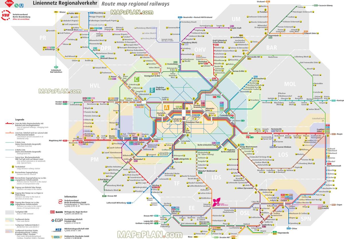 mapa Berlina pociągiem regionalnym 