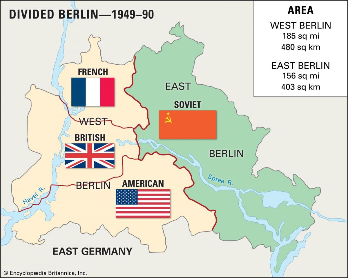 mapa Berlin Wschodni Berlin zachodni