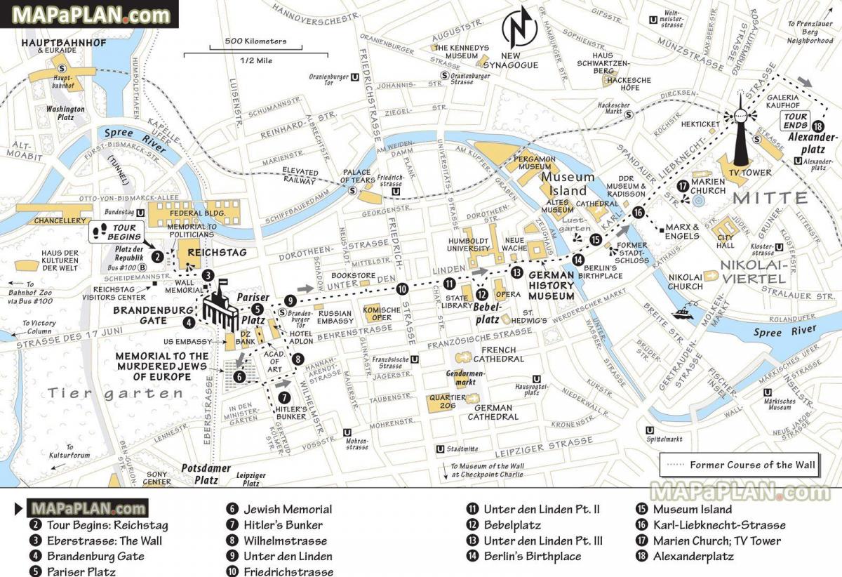 piesza wycieczka po Berlinie mapie