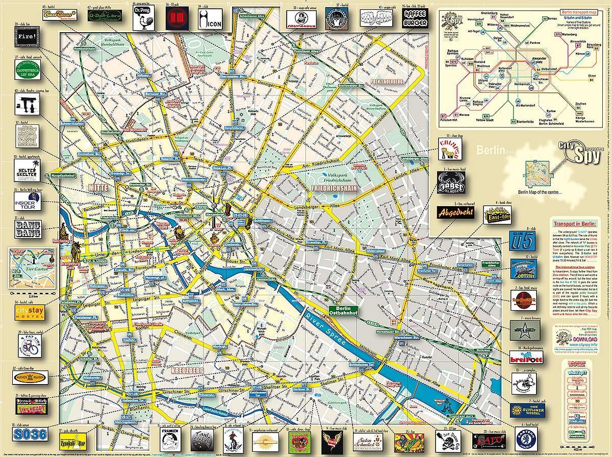 Berlin mapa miasta z atrakcjami