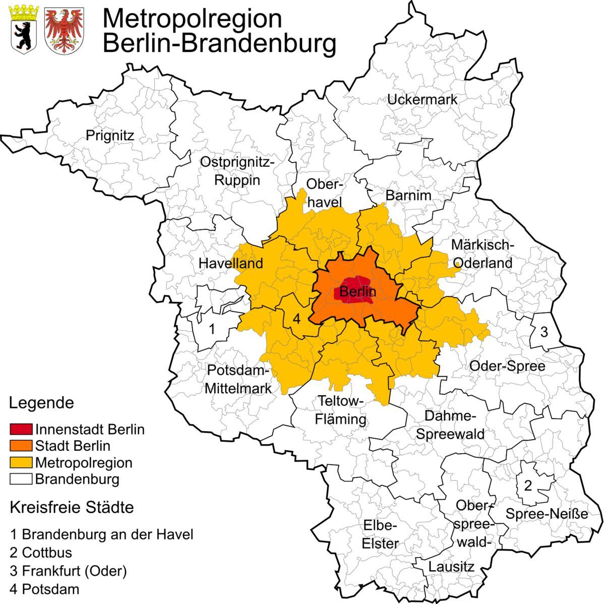 mapa Berlina regionie