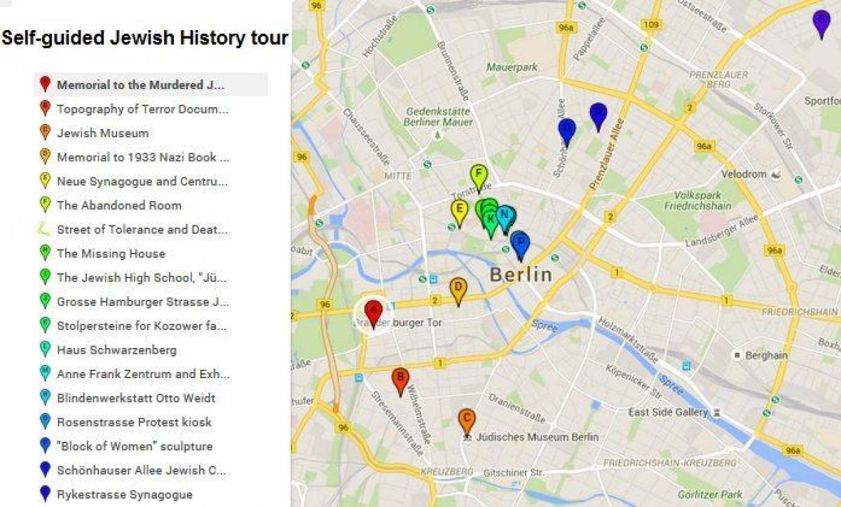 mapa żydowska dzielnica Berlina