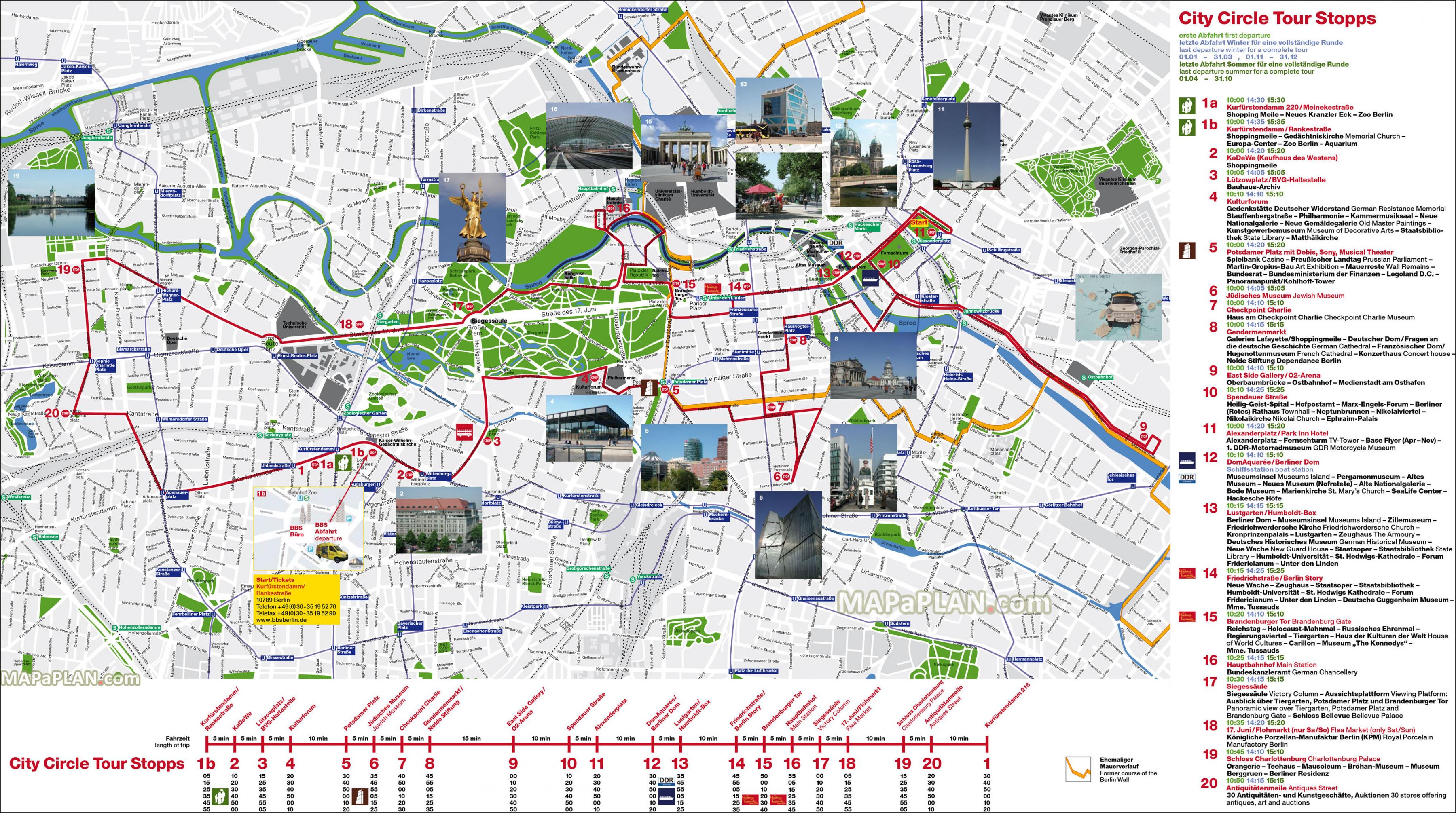 Berlin bus tour, mapa turystyczna - Berlin bus tour mapa (Niemcy)