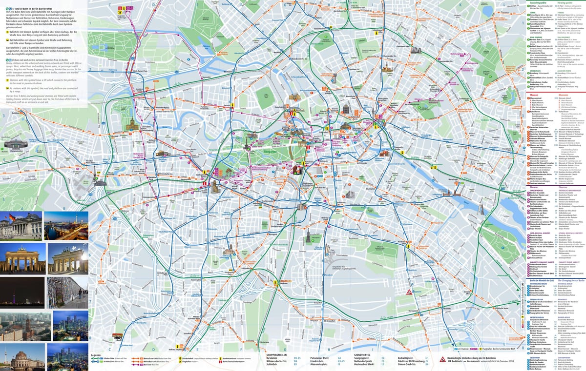Berlin mapa miasta z atrakcjami